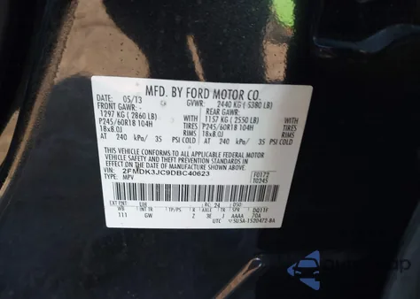 2013 Ford Edge Sel из США, поврежденный, VIN 2FMDK3JC9DBC40623